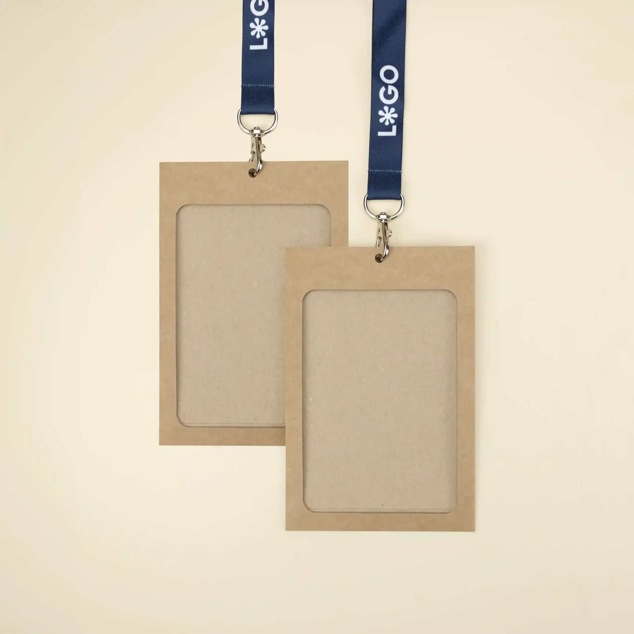 EVENT KIT: Badge holder KASE 0/0 (13x9cm, kraft, no printing) + rPET lanyard COLLIN (Full color printing 2 sides)