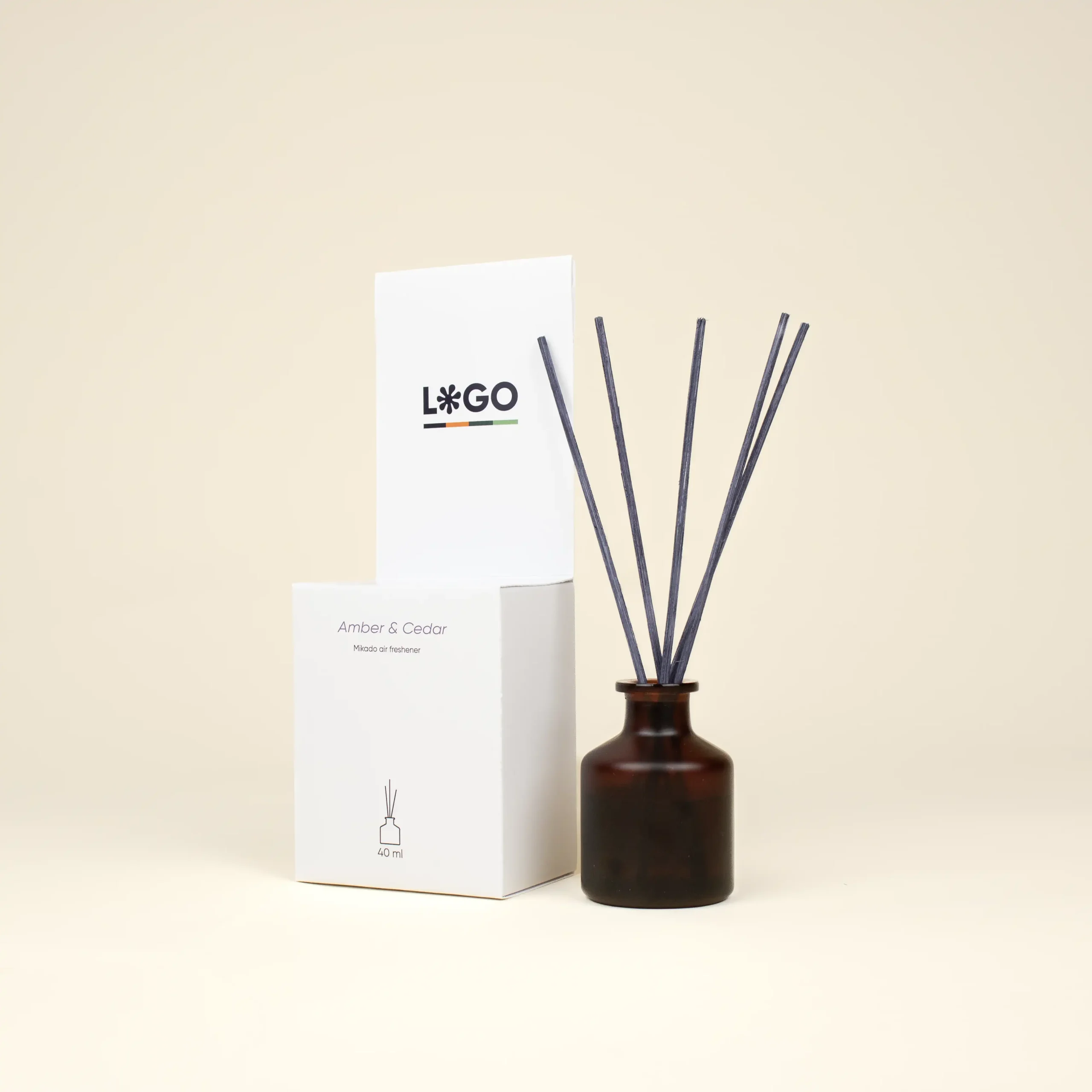 MILKE: Ambientador mikado personalizado. Personalización a todo color en la caja