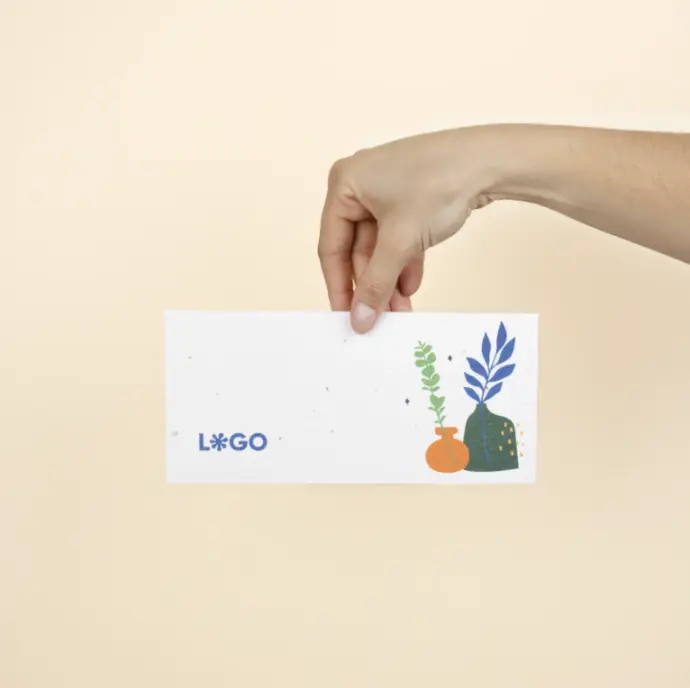 PAPIER À GRAINES : Carte DL. 21×10 cm.